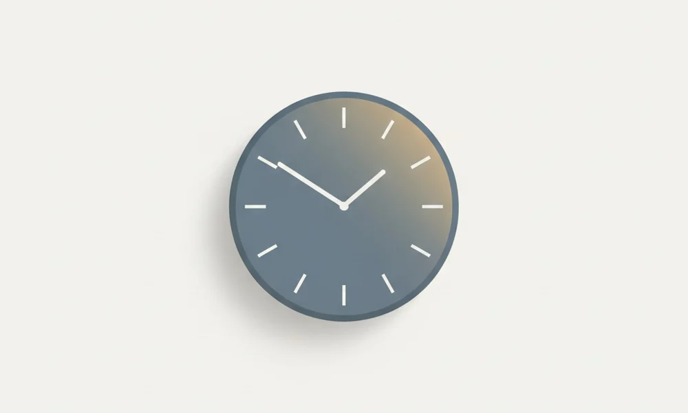 Illustrated wall clock with a highlighted hour sector — the 3-hour rule measured at arrival.